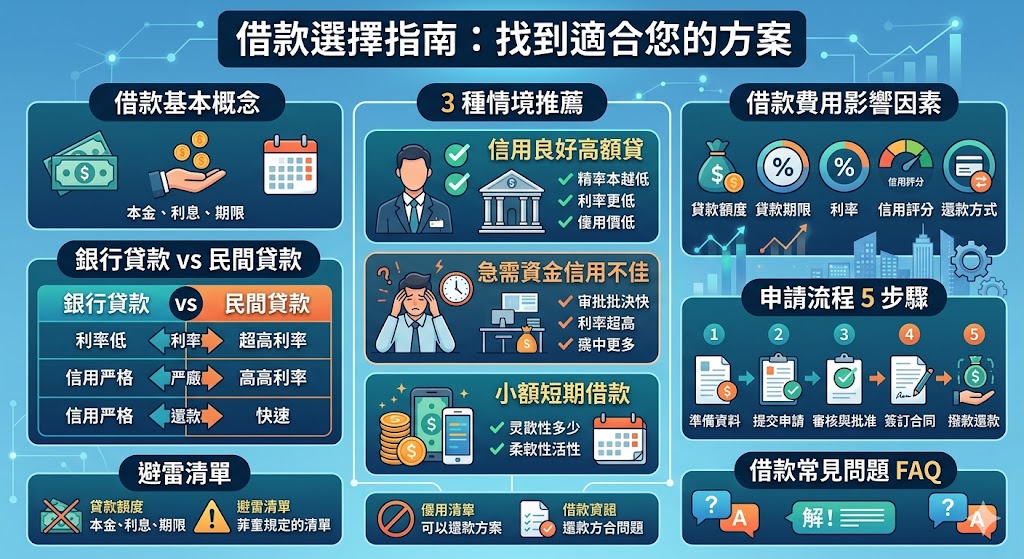 當面臨財務困境時,借錢可能是一個選擇。但在借錢之前,我們需要謹慎評估自己的財務狀況,選擇適合的借款方式,並避免高利貸等風險。本文將介紹借錢的常見原因、判斷方式以及借款時的注意事項,幫助你了解如何選擇正確的借款渠道,減少借錢帶來的負擔。此外,還會提供實用的排查流程和常見問題解答,讓你更加明確如何安全借款。