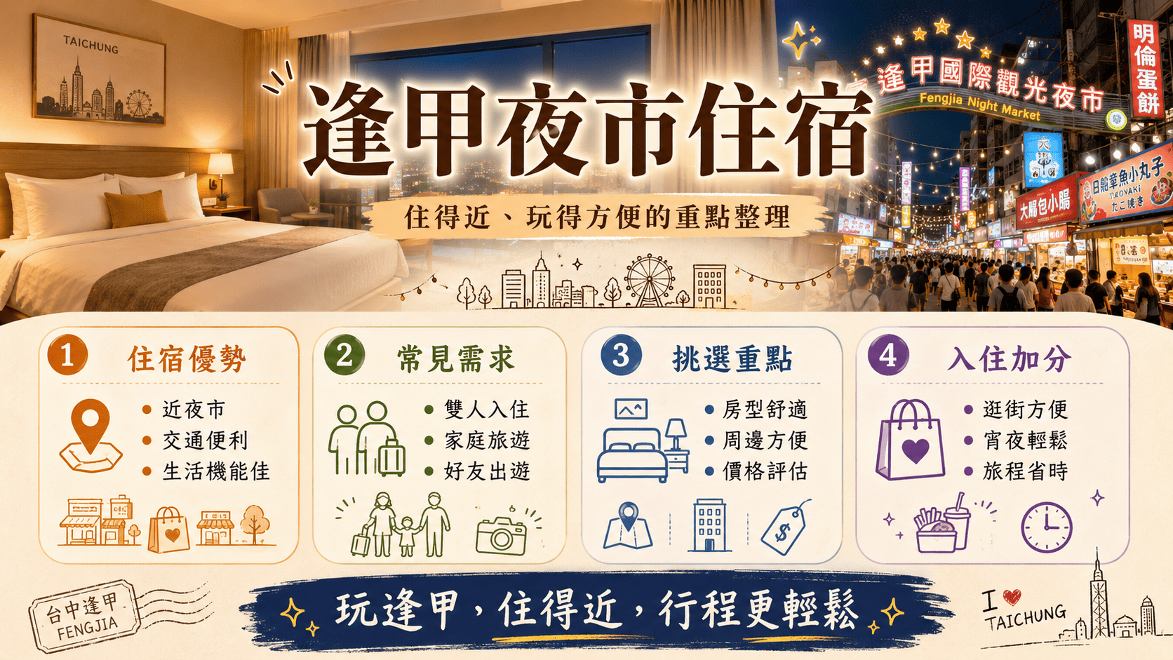 逢甲夜市住宿適合想把美食、逛街與台中旅遊安排在同一趟行程中的旅客